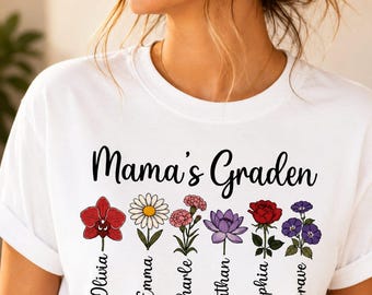 Personalized Mama's Garden Birth Flower Shirt, Custom Family Floral Tee