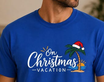 Tropical Christmas Vacation Sweatshirt: Palm Tree, Santa Hat Design