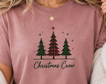 Christmas Crew Family Matching Shirts, Festive Tree Holiday Outfit