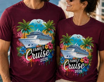 Family Cruise Shirt 2026, Matching Vacation Tee, Tropical Ship Design
