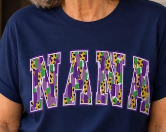 Mardi Gras Nana Shirt, Leopard Print Carnival Grandma Tee
