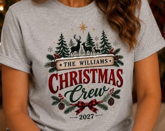 Personalized Family Christmas Crew Shirts, 2027 Holiday Matching Set