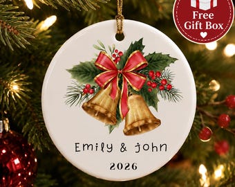 Personalized Christmas Couple Ornament, Custom Names & Year, First Christmas Together Gift