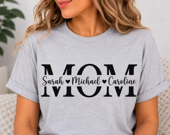 Personalized Mom Shirt, Custom Kids Names Mama Tee, Mother's Day Gift