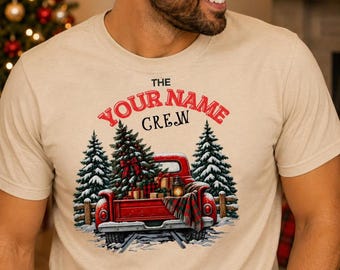 Personalized Christmas Truck Family Crew Shirt, Rustic Holiday Matching Tee