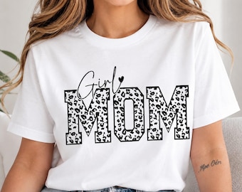 Girl Mom Leopard Print T-Shirt, Trendy Mama Life Tee