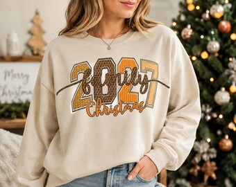 2027 Family Christmas Sweatshirt, Matching Holiday Varsity Graphic