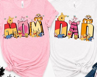 Winnie the Pooh Family Matching Shirts, Mom Dad Graphic Tee, Cartoon Bear T-Shirt