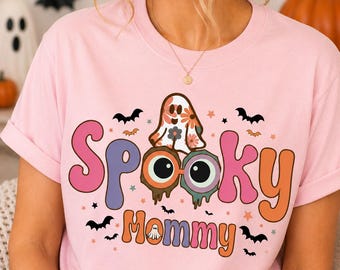 Retro Ghost Spooky Mommy Shirt, Halloween Mom Fall T-Shirt