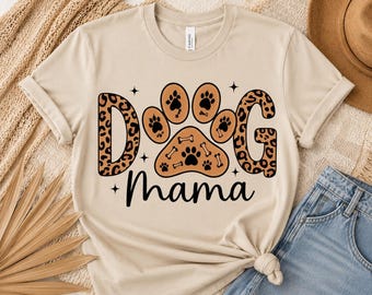 Dog Mama Leopard Paw Print Shirt, Pet Owner Graphic Tee