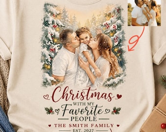 Personalized Family Christmas Shirt: Rustic Holiday Photo Tee, Matching Outfits