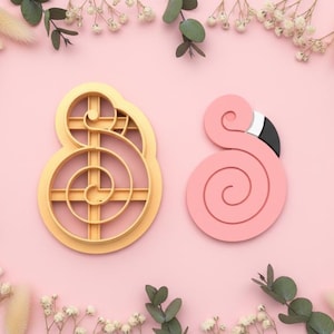 Cortador de galletas con forma de flamenco estilizado – cortador de joyería de arcilla polimérica – borlas con diseño espiral moderno – de 25 a 45 mm – EP-258