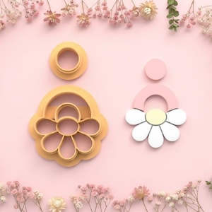 Cortador de galletas con forma de flor, borla y lazo – joyería DIY de arcilla polimérica – de 25 a 45 mm – juego de 2 – EP-387 – fabricado en Francia