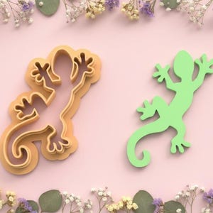 Koekjesvormpje in de vorm van een gekko – vormpje van polymeerklei voor het maken van sieraden – modern silhouet – 25 tot 45 mm – EP-267 – gemaakt in Frankrijk