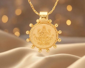 Göttliche Göttin Lakshmi Religiöse Goldmünze Anhänger