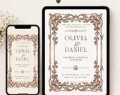 Editable Vintage Wedding Invitation, Bridgerton Style Elegant Invite (Digital Download)