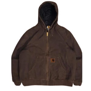 Carhartt J130 DKB Brun Huvjacka Y2K Duck Canvas Arbetskläder