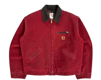 Vintage 90s carhartt j14 jacket santa fe red bomber corduroy