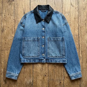 Women’s Blue Cropped Denim Jacket | Boxy Utility Jean Jacket