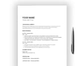 ATS Resume Template | Modern Minimal CV, Editable in Canva (Digital Download)
