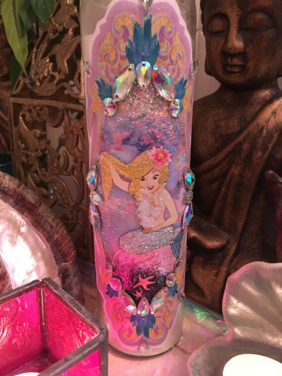 Marina Mermaid Lagoon Glitter Prayer Candle Disney Princess | Etsy