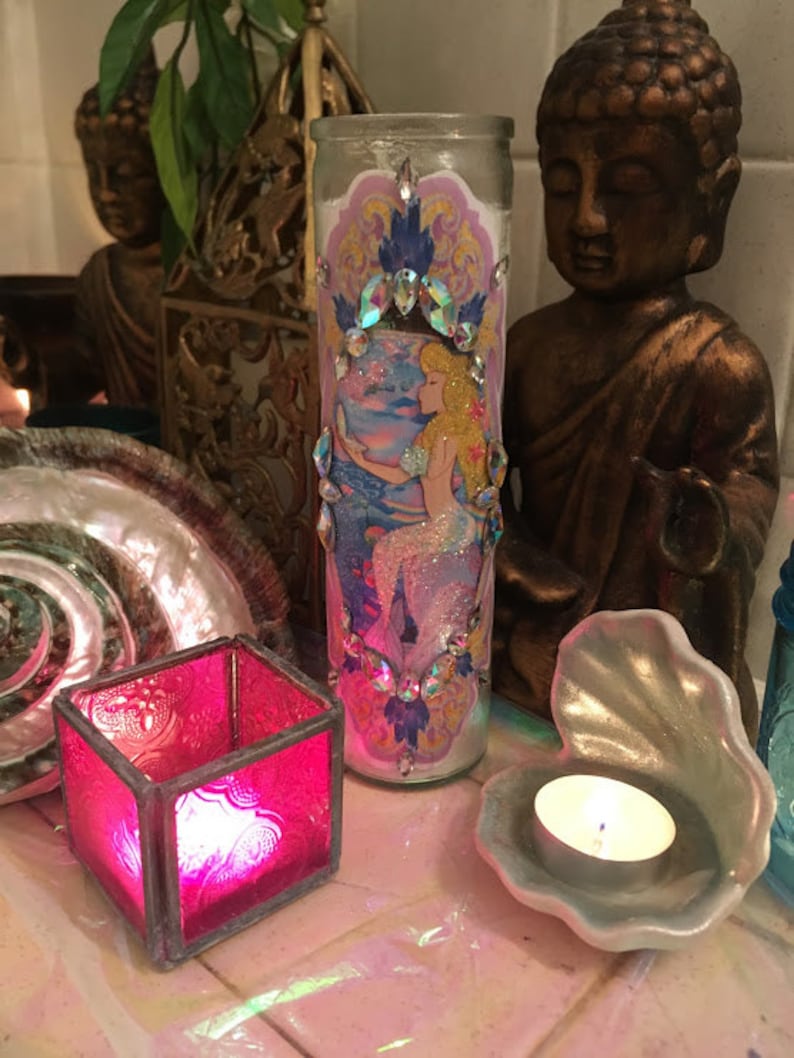 Jewel Mermaid Lagoon Glitter Prayer Candle Disney Princess Etsy