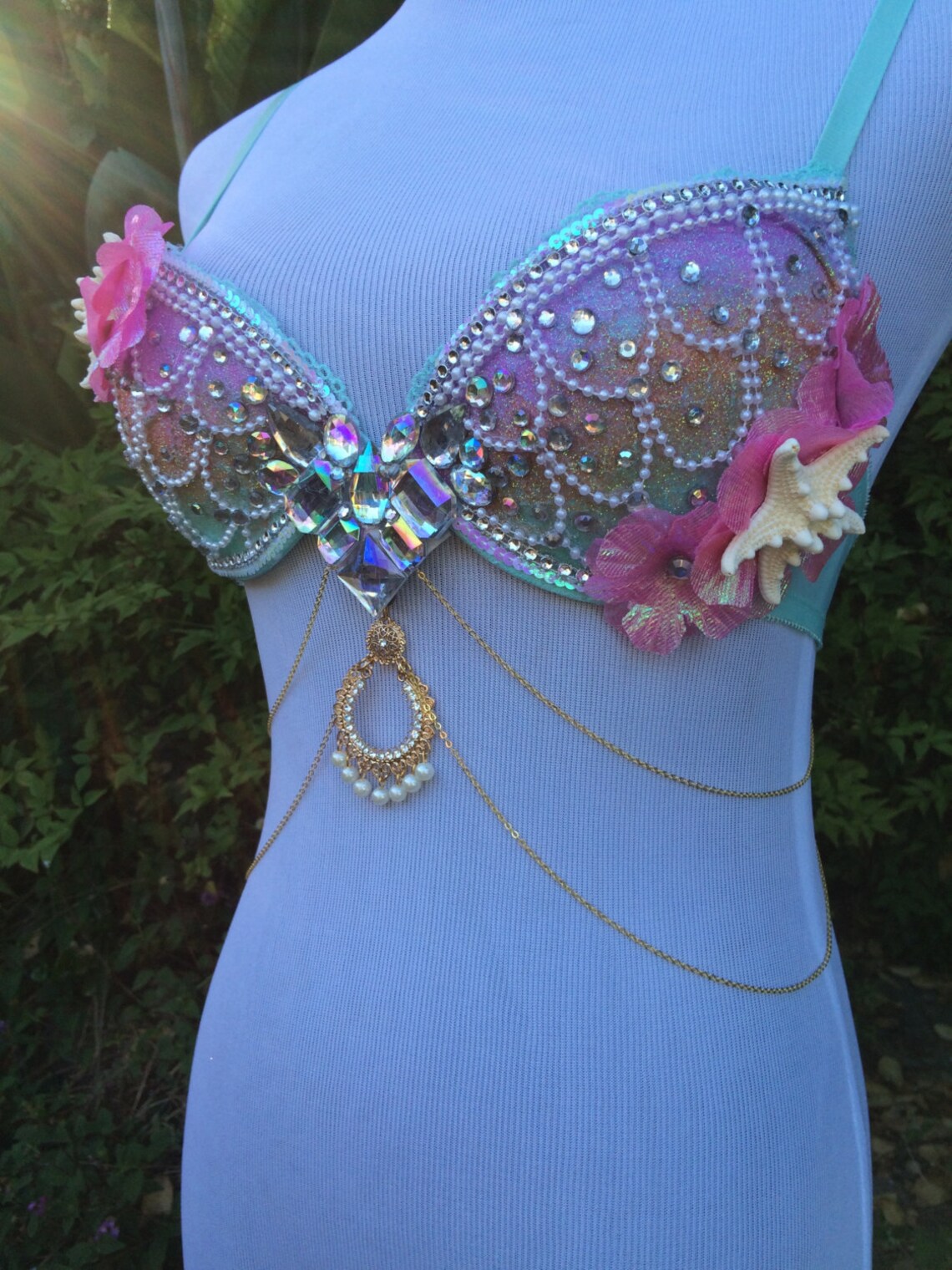 Pastel Rainbow Mermaid Bra Rave Bra Rave Outfit Made to | Etsy