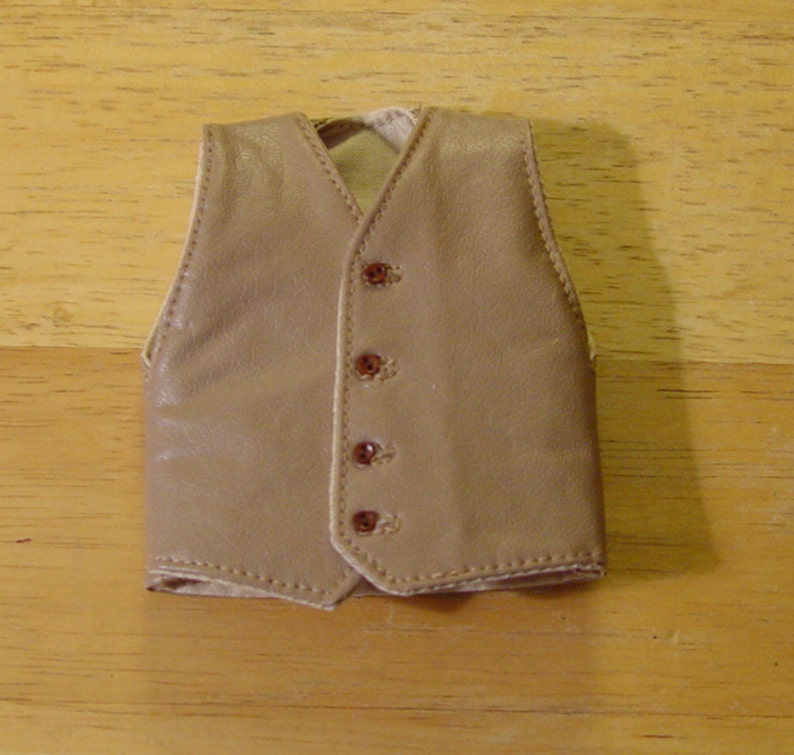 Tan Simulated Leather Vest made to Order in 1/6 scale image 1