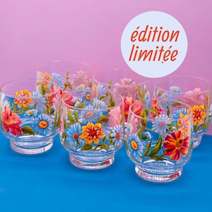 Lot De 6 Verres à Eau Arcopal Vintage – Motif Floral Multicolore