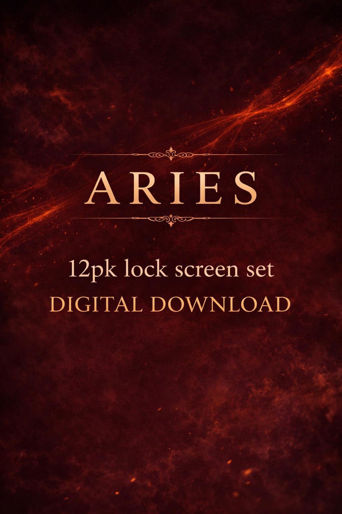 Aries Lock Screens (12 Pack) – Deep Red, Gold Zodiac Phone Wallpaper ...
