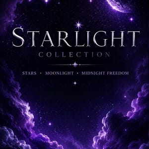 Starlight Phone Wallpapers | Purple Celestial Moon Stars Backgrounds (Digital Download)