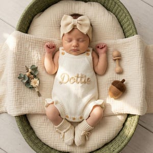 Custom Embroidered Baby Romper, Ruffle Summer Outfit, Newborn Coming Home Outfit,Baby girl Gifts