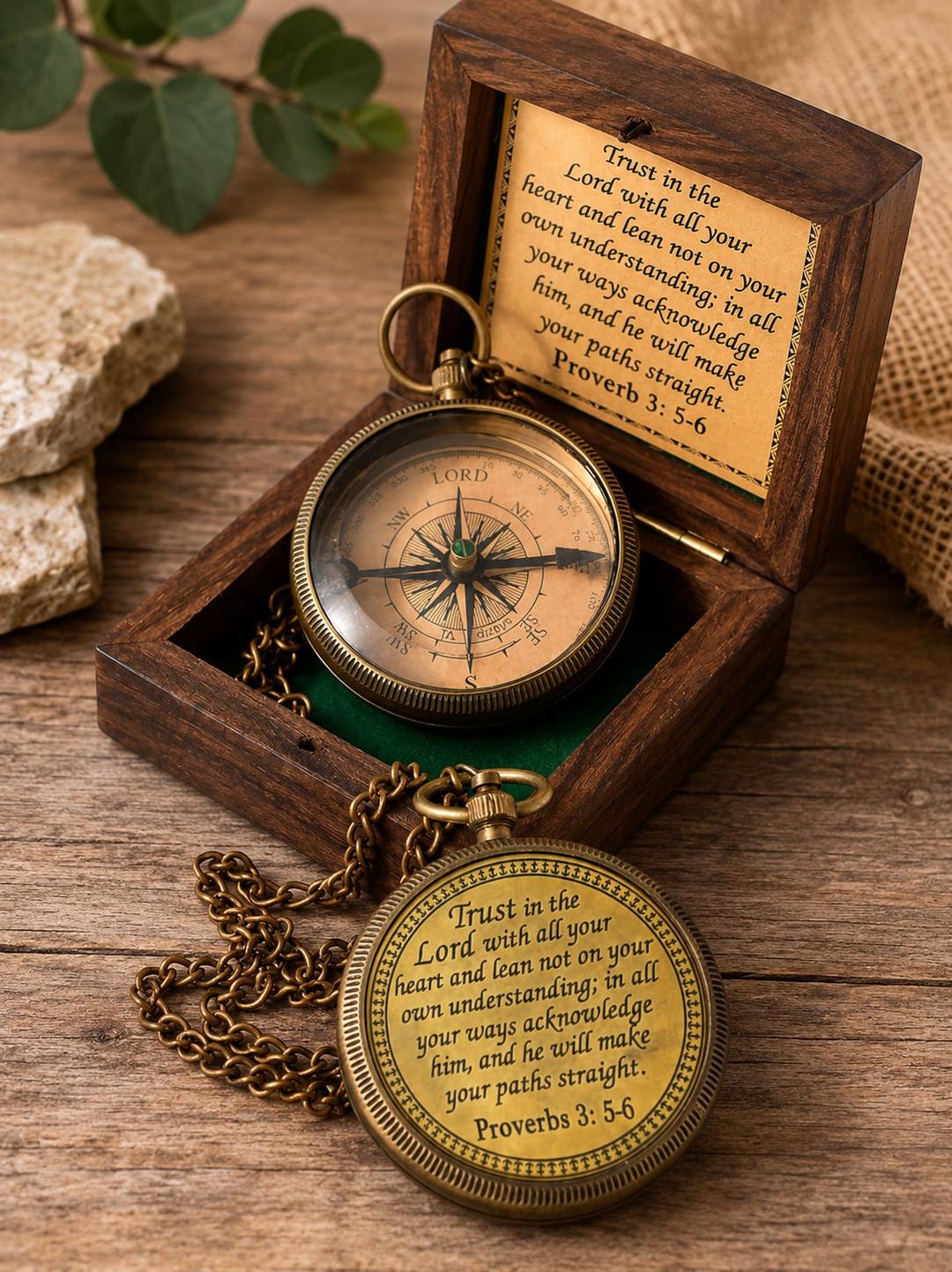 Antique Brass Compass, Wooden Box Gift - Etsy