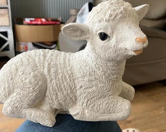 Garden decor stone cast lamb from figure farmyard friends