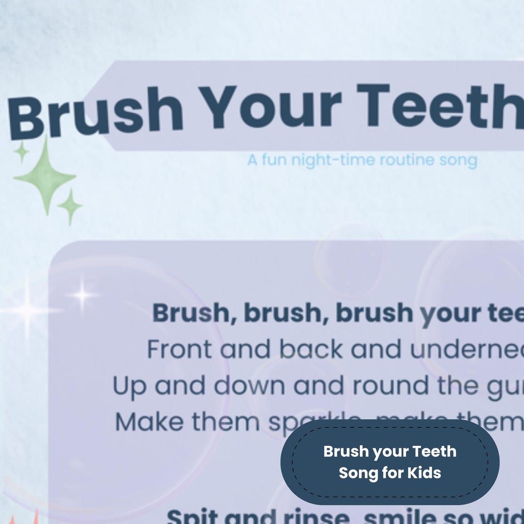 Brush Your Teeth Song for Kids | Sing-along Bathroom Poster | Tooth ...