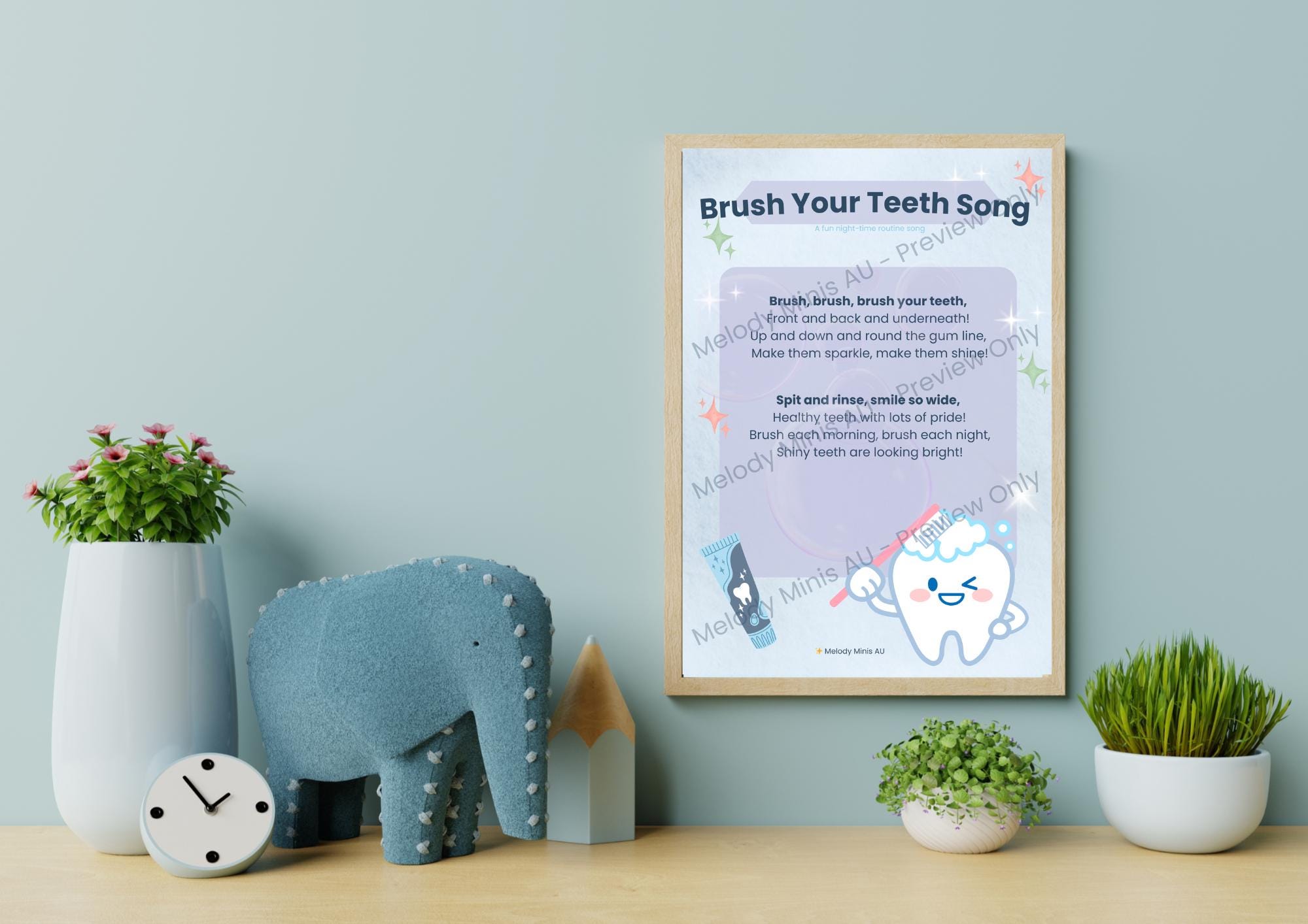 Brush Your Teeth Song for Kids | Sing-along Bathroom Poster | Tooth ...
