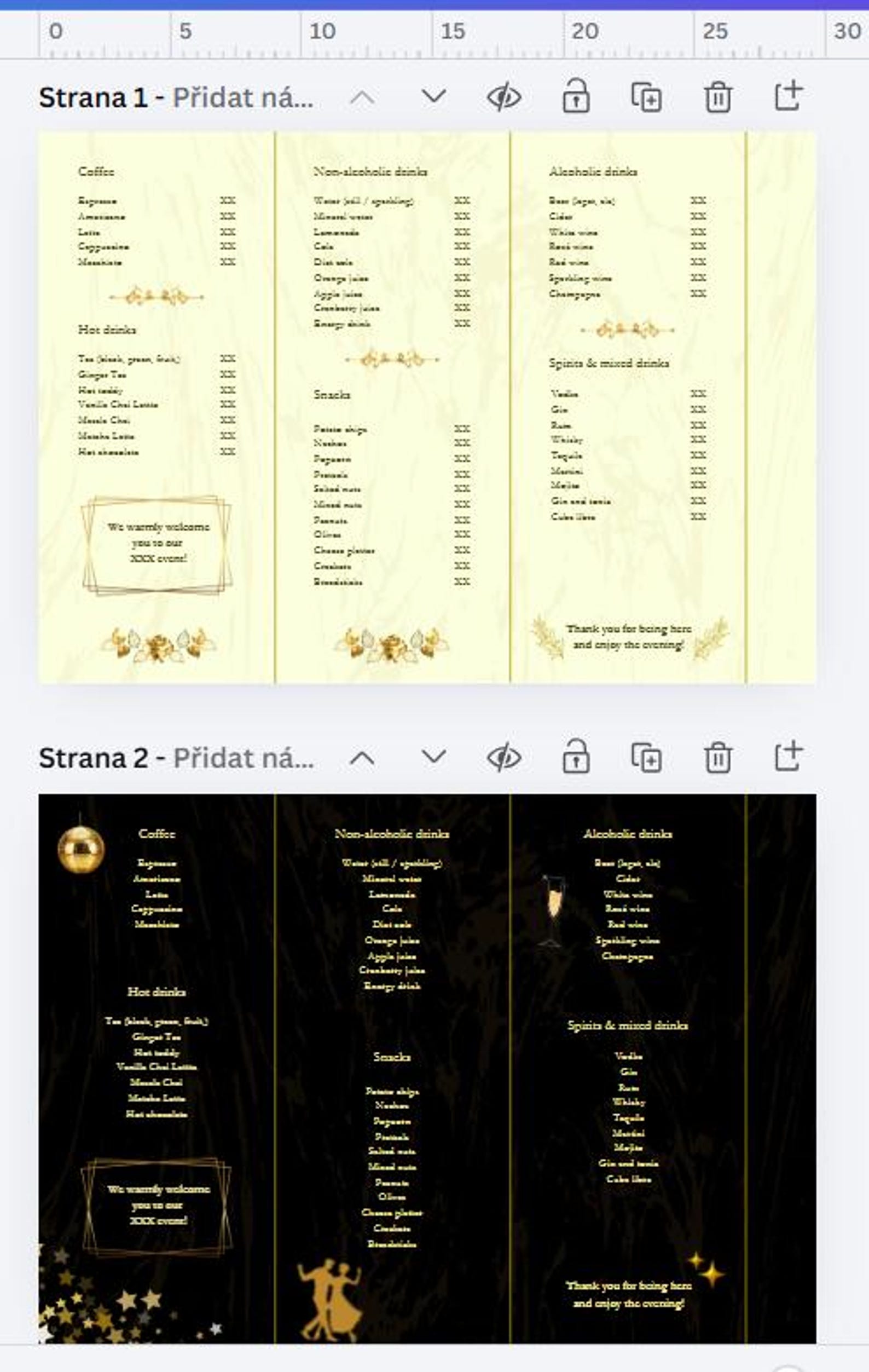 3-side Table Menu - Canva Template - Etsy