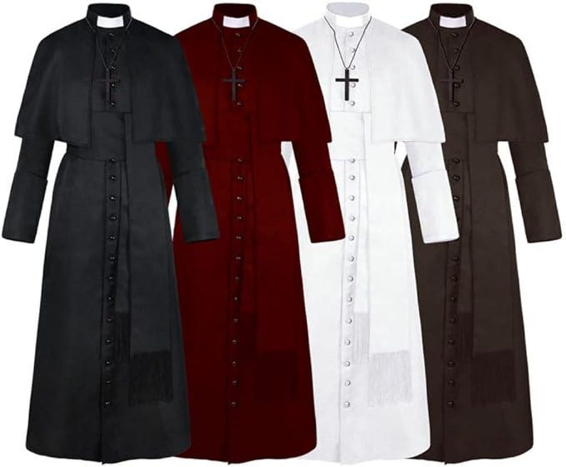 Men’s Priest Costume Black Cassock Robe With Shoulder Cape Catholic ...