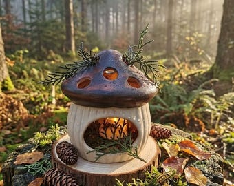 Bruciatore di incenso a forma di fungo Palo Santo, in ceramica, per meditazione, yoga, rituali, purificazione con il fumo, regalo spirituale, decorazione minimalista per altare.