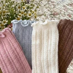Cozy Ribbed Cotton Socks with Ruffle Detail - Soft Stretchy Casual Sock for Women in 6 Colors, Comfortable Ankle Socks for Everyday Wear