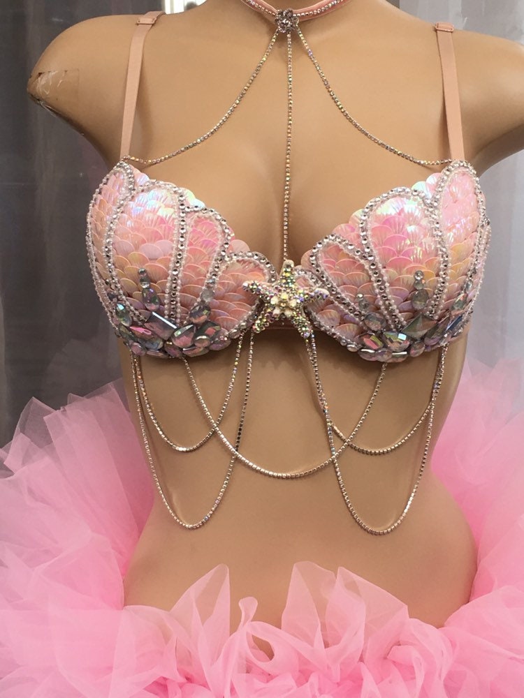 Pink Mermaid Bra, Seashell Bra, Handmade Custom Bra, Rave Top, Women's  Halloween Bra, Festival, Photoshoot, EDC Bra, Theme Bra -  Canada