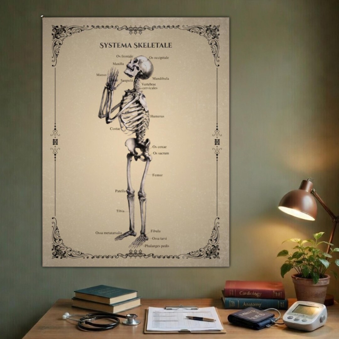 Vintage Systema Skeletale Human Skeleton Anatomy Poster, Medical Art ...