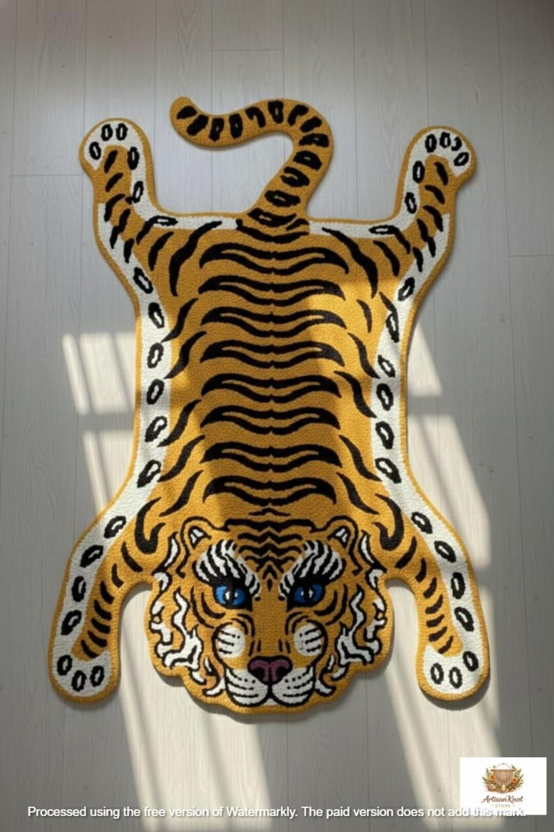 Sabertooth Tiger Rug Hand Tufted Tiger Rug - Tibetan Style Animal Shape Wool Area Rug - Etsy