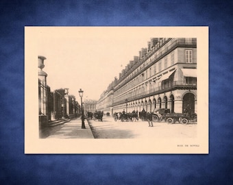 Fotografia di Parigi del 1907 – Scena di strada di Rue de Rivoli, stampa color seppia antica