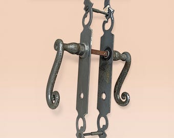 Maniglie per porte in ferro vintage – Placche posteriori in metallo nero rustico, ferramenta architettonica