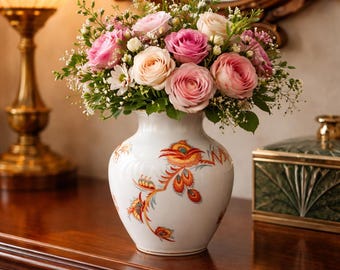 Vaso in porcellana Thomas Bavaria, anni '50, stile Mid-Century, floreale tedesco, Rosenthal, decorazione vintage