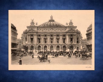 Original 1907 Paris Photograph – Opéra (Palais Garnier) – Antique Sepia Print – Early 20th Century France