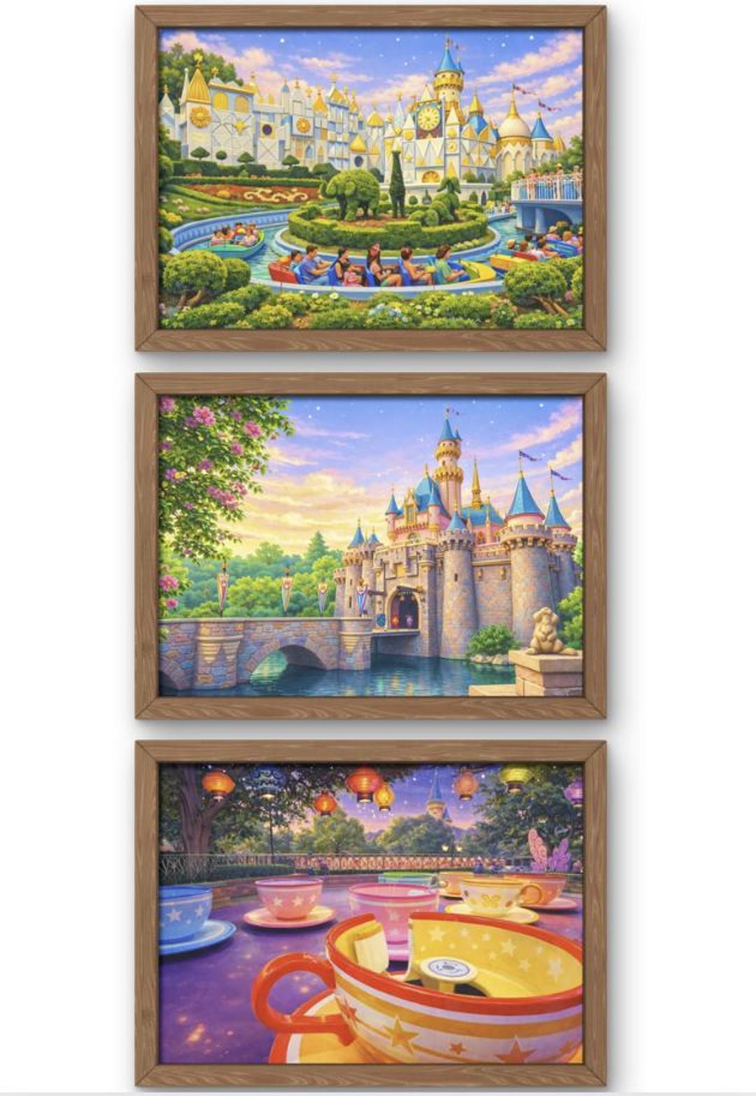 Whimsical Fantasy Theme Park Art Set – Storybook Castle & Magical Rides ...