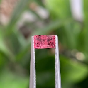 Natural Mahenge Spinel Gemstone: warm peachy pink, Emerald Cut,  0.95 Carat