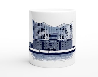 Taza de Elbphilharmonie Hamburgo | Taza de arquitectura histórica | Taza de café moderna del horizonte | Regalo elegante de Hamburgo